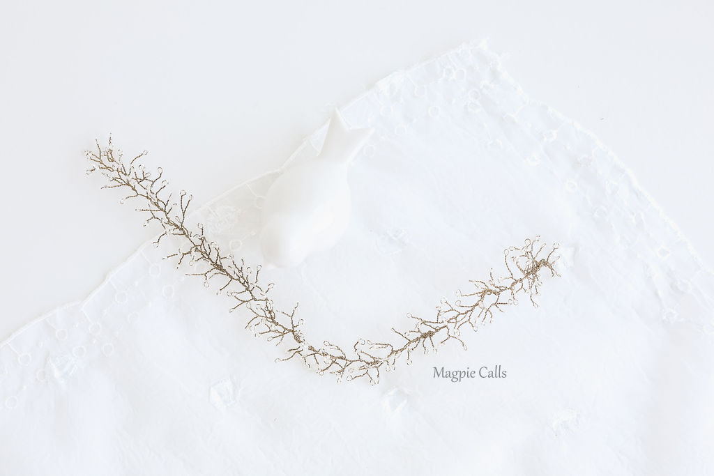 "Bethany" baby's breathe beaded hairvine